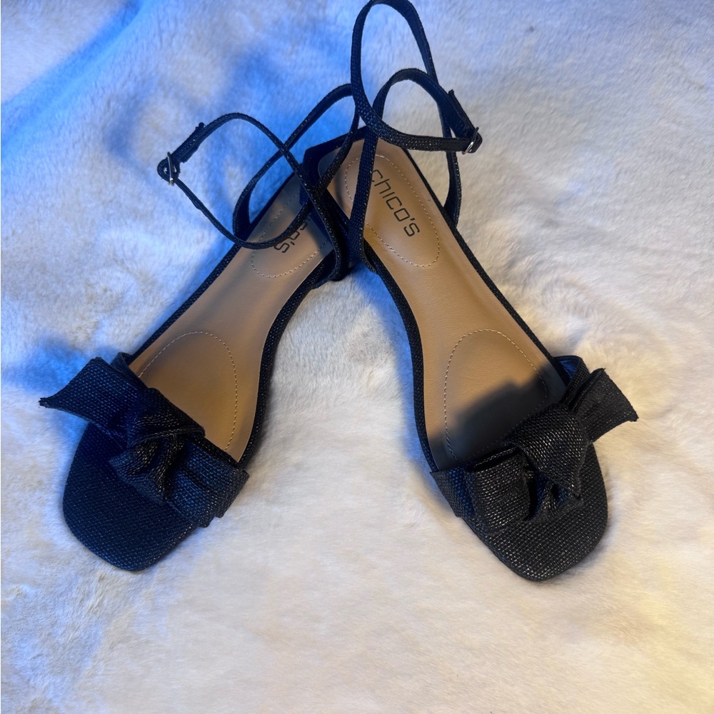 Chicos Black Rosa Maffia Bow Sandals Size 9.5